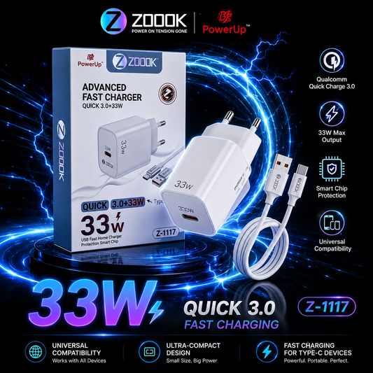 ZOOK 33W Quick 3.0 Fast Charger Z-1117 | Type-C