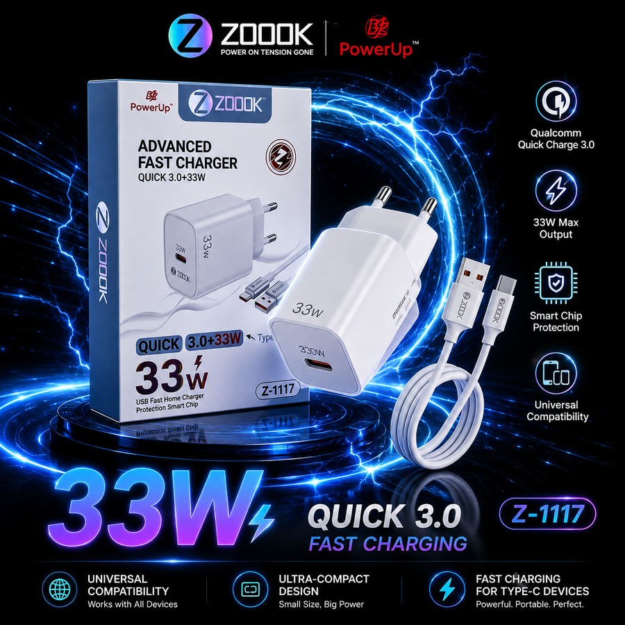 ZOOK 33W Quick 3.0 Fast Charger Z-1117 | Type-C