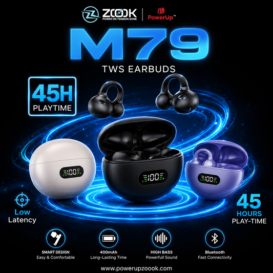 ZOOK M79 TWS Wireless Earbuds with Digital Battery Display | 8-10 Hours