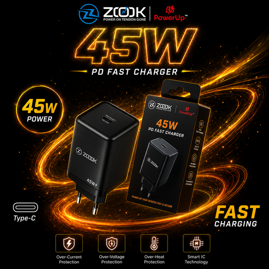 ZOOK 45W GaN Fast Charger Z-1118 | Dual PD Ports + Cable