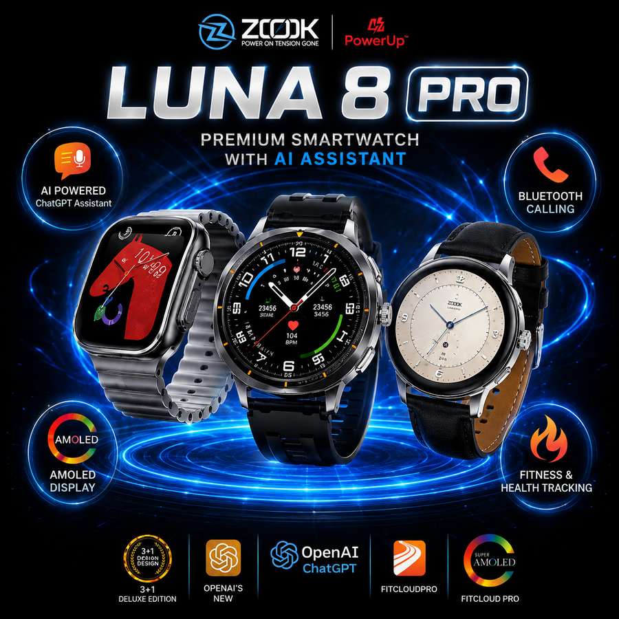 ZOOK LUNA 8 PRO Premium Smartwatch | AI ChatGPT Assistant + AMOLED + Bluetooth Calling